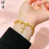 Pulsera de Mariposa Dorada Perla Hielo Triturado, Pulsera de Calabaza Corazón Perla de la Suerte, Trébol de Cuatro Hojas Oro Arena, Venta Directa del Fabricante