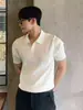 Camisa Polo masculina casual e elegante de verão, corte slim estilo coreano, gola de lapela, cor sólida, camiseta de malha fina casual, atacado transfronteiriço