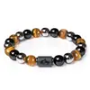 Pulseira Nova Amazon com Contas de Pedra Tripla Doze Constelações Olho de Tigre Hematita Obsidiana Pulseira Atacado Comércio Exterior
