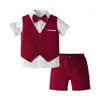 Nuevo Traje de Dos Piezas de Verano para Niños de Amazon, Shorts de Manga Corta para Bebé, Chaleco Falso, Traje para Niños Estilo Británico