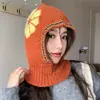 Touca Balaclava para Mulheres, Outono e Inverno, Proteção Quente para Ouvidos, Cachecol de Pelúcia para Pescoço, Chapéu de Lã Tricotado Integrado Anti-Frio para Ciclismo