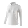 2026 Nova Roupa de Yoga Feminina Manga Longa Gola Alta Meio Zíper Secagem Rápida Respirável Camiseta Esportiva Fitness Camada Base Top