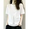 Tops de Verano para Mujer Talla Grande que Cubren la Barriga, Elegantes de Talla Grande 2026 Nuevo Estilo Falsos de Dos Piezas Hermosas Camisetas de Manga Corta para Mujer