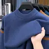 Suéter masculino de malha jacquard listrada com gola alta para outono e inverno, jacquard de alta qualidade, suéter versátil e estiloso para usar como base para homens