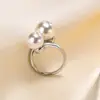 Joias populares estilo coreano atacado Anel aberto de pérola em aço titânio 3MM dourado Pequenas joias femininas atacado R-256