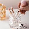 Portalápices de cristal creativo de estilo coreano, nicho decorativo para brochas de maquillaje, cubo para cejas, bonito soporte de escritorio para niña