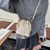 Bolsa Saco Simples com Cordão Estampada para Mulheres 2026 Verão Bolsa de Mão Casual Bolsa Tote Elegante Bolsa de Ombro Transversal