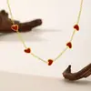 Collar de Corazón de Esmalte Borgoña con Goteo de Estilo Francés de Alta Gama para Mujer, Cadena para Clavícula Versátil y de Moda, Accesorio de Cadena para el Cuello Exquisito de Lujo Ligero