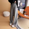 Esconder a carne nota máxima! Calça casual de corte reto com cós elástico, color block patchwork, para mulheres com silhueta em pera, emagrecedora, versátil, com bom caimento e perna larga