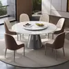 Mesa de Jantar Super Pedra de Cristal Luxo Pedra Moderna Simples Combinação de Mesa e Cadeiras para Casa Mesa Redonda Apartamento Pequeno Mesa Redonda de Micro Pedra de Cristal