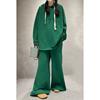 Traje de pantalón ancho de pierna para mujer, de talla grande, informal, elegante, de dos piezas, para otoño e invierno, gordita transfronteriza