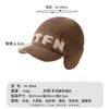 Boné de Baseball de Lã Tricotado de Inverno Masculino com Letras, Forrado com Fleece para Aquecimento, Boné de Baseball de Lã à Prova de Frio para Ciclismo ao Ar Livre