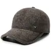 Nuevo sombrero de lana con protección para las orejas para hombre, estilo transfronterizo otoño e invierno, gorra de béisbol elegante y cálida para mediana edad y personas mayores, sombrero de algodón cálido para exteriores