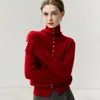 Nueva colección de otoño e invierno: suéter de cachemira pura para mujer, cárdigan de cuello alto, prenda exterior cálida, diseño ajustado, tejido elegante y versátil