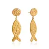 Pendientes de Acero de Titanio con Patrón de Martillo, Elegantes y Silenciosos, Pendientes de Lujo de Gama Alta, Pendientes Estilo Vacaciones, Joyería Transfronteriza de Acero Inoxidable para la Costa
