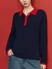 Sinfonía de Año NuevoSuéter de Punto Trenzado de Lana Retro con Cuello Polo para Mujer 2026 Otoño Tejidos