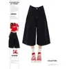 Shorts de Mezclilla Azules Oscuros de Pierna Ancha Talla Plus para Mujer, Pantalones Rectos Sueltos de Verano de Longitud Media, Estilo Retro Americano
