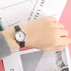 Reloj de mujer estilo coreano, popular en transmisiones en vivo, reloj con correa de cuero, reloj de cuarzo de cristal de alta gama para mujer, reloj de pulsera de moda para examen
