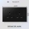 Hong Kong y Macao Enchufe USB Británico 13A con Enchufe de Carga Rápida Tipo-C Interruptor de Luz Estándar Británico Panel de Plástico Negro