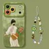 Adecuado para funda trasera de iPhone 17, Funda de silicona estilo primavera Apple 16 Pro Max, Estilo fresco para 15, con cadena para 14, Funda suave para 13
