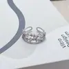 Anillo Abierto de Circonita con Rombos Rosas para Mujer Estilo Ins Elegante Lujo Accesible Nicho Gama Alta Diseño Exquisito Anillo para Dedo Índice