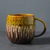 Taza de cerámica con esmalte de flujo variable para horno transfronterizo de 600 ml, gran capacidad, para beber, taza de desayuno con alto valor de color, taza de café