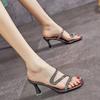 Tacón Grueso Hada Cristal Transparente Tacones Altos Zapatos de Mujer Primavera 2025 Nuevos Zapatos de Mujer con Falda Sandalias Francesas de Una Línea