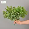 Plantas verdes artificiais, grama decorativa, pequena grama ornamental, citronela, buxo, materiais para arranjos florais, folhas de Milão para paisagismo de árvores