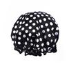 Gorro de ducha grande para mujer impermeable gorro de ducha doble capa gorro de ducha con anillo para el cabello cabello largo y grueso elástico reutilizable