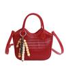 Bolsa de Mão de Nicho Versão Coreana para Mulheres 2025 Nova Tendência Padrão Lichia Moda Casual de Alto Valor Ombro Único Transversal