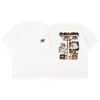 Estilo Novo de Verão 230g Camiseta Feminina de Manga Curta Algodão Puro Solta Estampa Shin-Chan Lápis Masculina de Meia-Manga Base