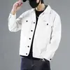Chamarra de mezclilla blanca para hombre, moda nacional, moderna, de primavera y otoño, marca de moda, top casual holgado, moda coreana, chamarra de trabajo moderna para hombre