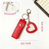 Bolsa Portátil para Labiales, Nuevo Monedero de Cuero para Regalo, Colgante Llavero, Mini Espejo de Maquillaje con Forma de Corazón para Niñas