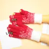 Luvas quentes transfronteiriças para senhoras de inverno com dedos abertos para tela sensível ao toque, forradas com fleece, tricotadas espessas, Ano Novo, Natal, vermelho, versão coreana do novo, atacado