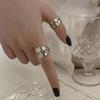 Anillo de Moda Retro para Niña Plata Tailandesa Envejecida Abierto Ajustable Textura Anillo para Dedo Índice Joyería de Estilo Europeo y Americano para Mujer