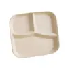 Plato Cuadrado para Cena con Compartimentos de Paja de Trigo, Plato Doméstico para Comida de una Persona, Plato para Frutas y Desayuno, Plato de Plástico con Tres Compartimentos para Dividir Comidas