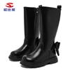 Botas femininas Habi bear para primavera e outono, botas estilo Martin da moda, botas de cano alto com laço de princesa, uma geração de cabelo