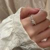 Anillo de Cuentas de Lazo de Plata Esterlina S925 para Mujer Exquisito Dulce Estilo Cool Perla Ónix Negro Reflex Cuerda Anillo de Dedo Nicho