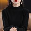 26ª Nueva Colección Otoño/Invierno Suéter 100% Lana para Mujer, Suéter de Cuello Alto Parcial, Prendas Básicas de Punto, Prendas de Punto Engrosadas Talla Plus para Mujer