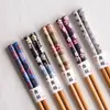 Palillos Estilo Japonés para Uso en Casa, Un Par por Persona, Palillos de Bambú Carbonizado, Palillos Puntiagudos, Antideslizantes, Alto Valor Estético, Juego de Cinco Pares