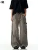 Pantalones Cargo Rasgados Estilo Retro Americano Wasteland 11Kn para Hombres y Mujeres Lavados y Desgastados Holgados Rectos Casuales Pantalones de Leñador