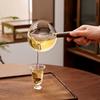 Taza de vidrio con mango de madera lateral para uso público, juego de té de kung fu, juego de té de mar, taza de té de vidrio transparente para uso doméstico, espesada