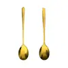 Aço Inoxidável 304 Colher Coreana Dourada Cabo Longo Colher de Gelo Estilo Ins Popular Bonita Colher de Refeição Doméstica Colher de Mesa