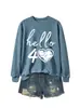 Amazon eBay estación independiente moda versátil mujer hola 40 corazón cuello redondo manga larga sudadera comercio exterior transfronterizo