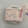 Bolsa Cosmética Linda Azul Caricatura Mini Billetera Algodón Puro Bolsa Pequeña de Tela Auriculares Lápiz Labial Bolsa de Almacenamiento Portátil
