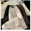 Pantalones Casuales de Felpa Gruesa Estilo Americano de Lana de Cordero Otoño Invierno Pantalones de Chándal Sueltos Cálidos Rectos de Pana Largos Modernos
