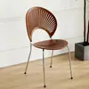 Silla de comedor nórdica, silla de café para el hogar de madera maciza con respaldo, mesa y silla de comedor vintage, silla de caparazón simple para discusiones, venta al por mayor
