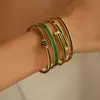 Pulseira de Aço Titânio Europeia e Americana Mais Vendida com Design de Cravação de Zircônia para Mulheres, Conjunto de Joias Abertas de Alto Padrão Sem Descoloração, Pulseira de Unha