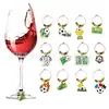 Chama Propulsora da Copa do Mundo Identificador de Taça de Vinho de Futebol Decoração Temática da Copa do Mundo Pingente Ornamentado de Liga com Óleo Gotejante