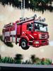 Adornos navideños de bombero transfronterizos, decoración de árbol, colgante de coche plano de acrílico
